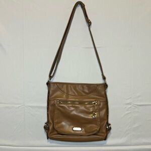 Franco Sarto, Nylon, Tan Crossbody/Shoulder Bag. Button Accent on each side